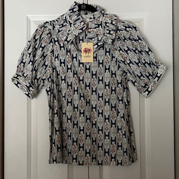 Entro Navy Blue Medallion Top - Picture 5 of 10